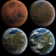 Artist’s concept of Mars throughout the terraforming process. Image: Wikimedia